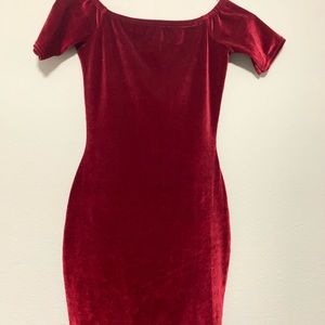 Velvet reddish /burgundy mini off the shoulder
